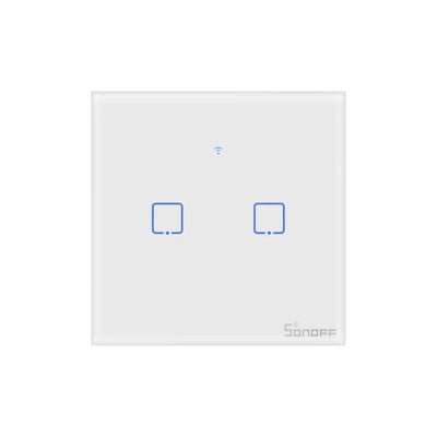 Interruptor De Pared Táctil Sonoff RF 433 MHz - 2 Canales - Blanco - Bestmart