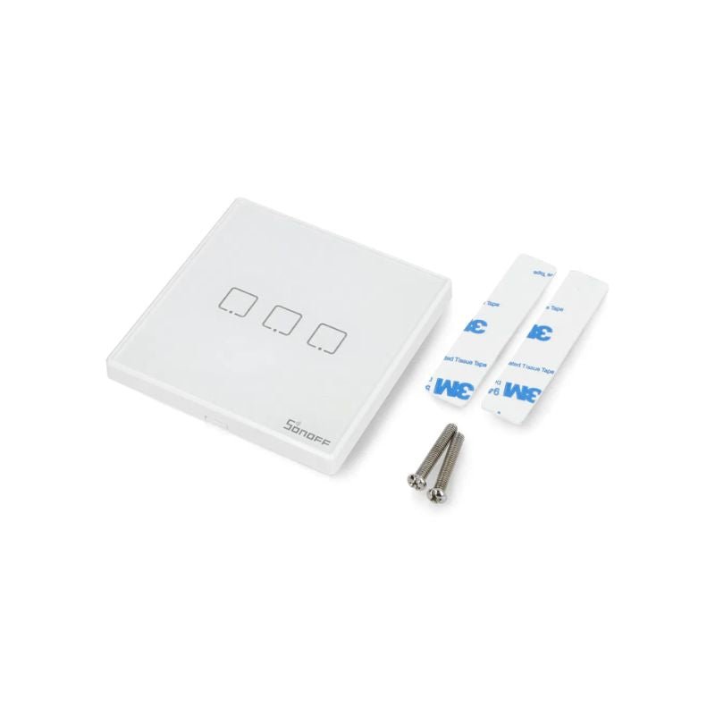 Interruptor De Pared Táctil Sonoff RF 433 MHz - 3 Canales - Blanco - Bestmart