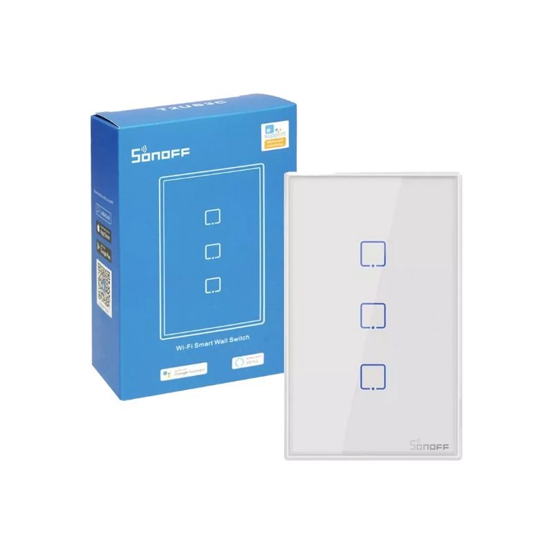 Interruptor De Pared Táctil WiFi Sonoff TX - 3 Canales - Blanco - Bestmart