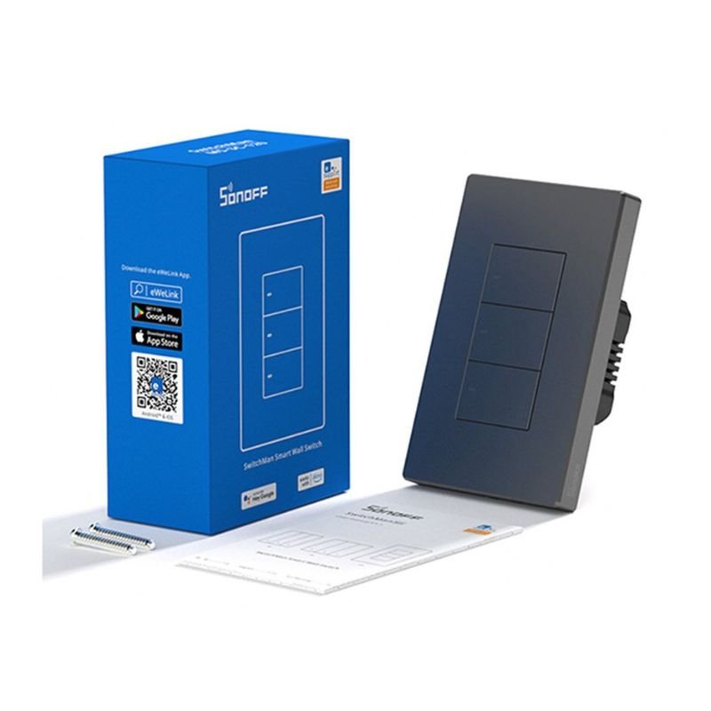 Interruptor De Pared WiFi Sonoff M5 Switchman - 3 Canales - Compatible con Alexa y Google - Gris Oscuro - Bestmart