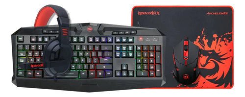 Kit Gamer 4 En 1, Teclado, Mouse, Audífonos Y Mouse Pad Redragon S101 - ba Español De Color Negro - Bestmart