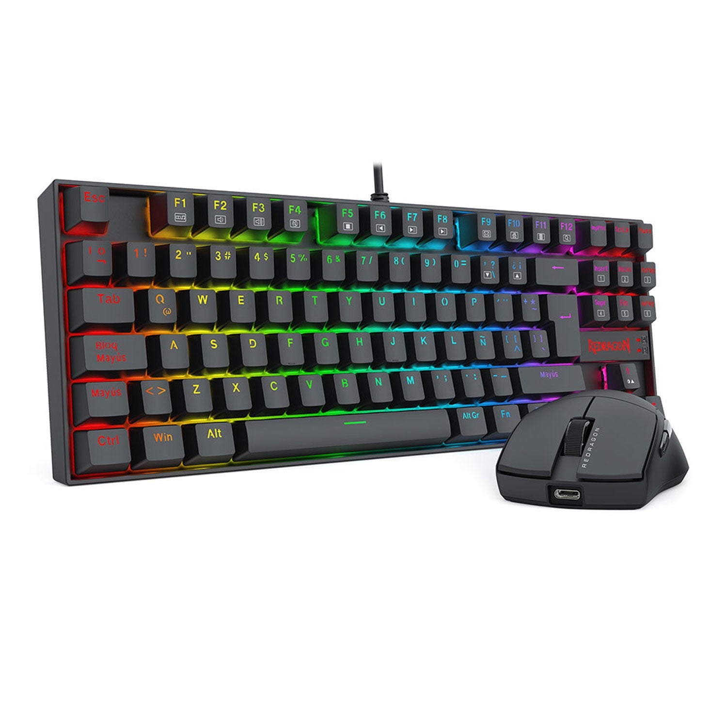 Kit Gamer Redragon Teclado Kumara K552 RGB + Mouse King M724 1KHZ Cableado Negro - Bestmart