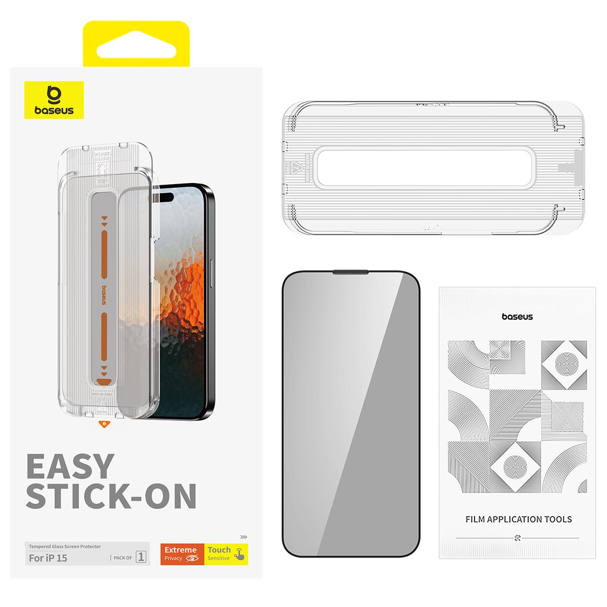 Lámina Protectora Baseus Anti Espía HD para iPhone 15 - Series Sapphire - Bestmart