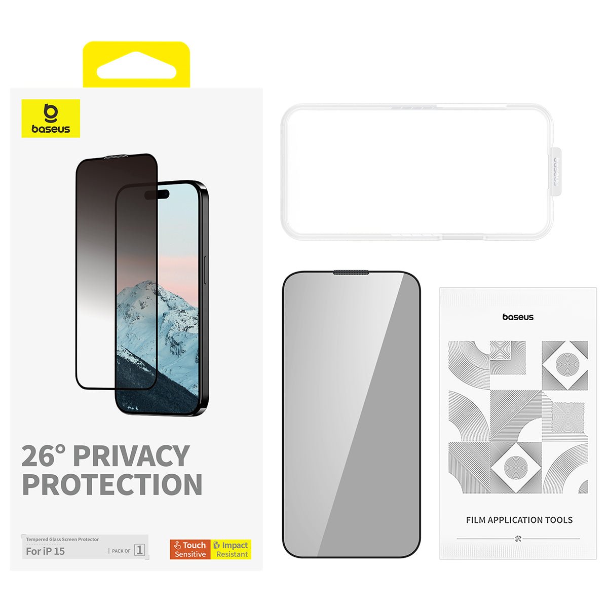 Lámina Protectora Baseus Anti Espía para iPhone 15 - Diamond Series - Bestmart