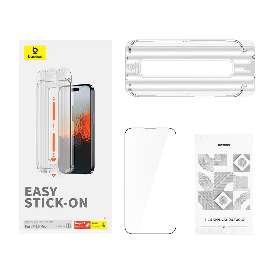 Lámina Protectora Baseus de Vidrio Templado HD para iPhone 15 Pro - Series Sapphire - Bestmart