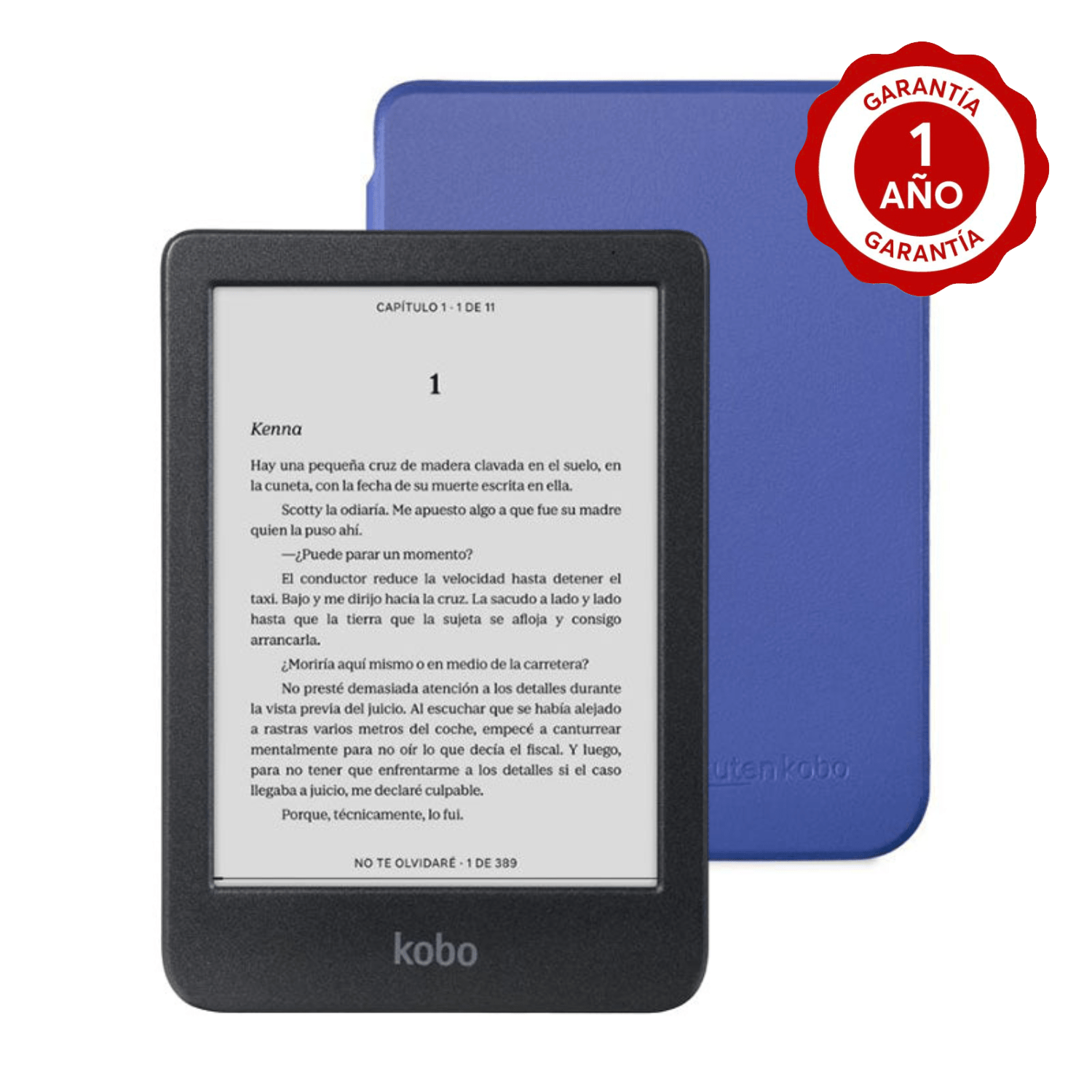Lector e reader Kobo Clara BW Negro con Funda Basic SleepCover Azul - Bestmart
