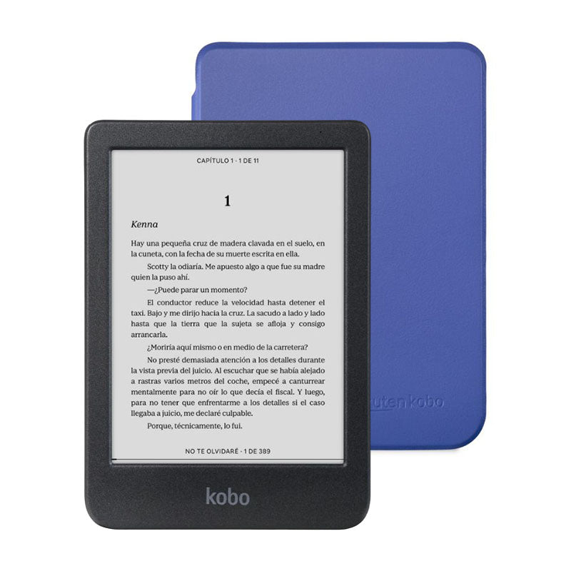 Lector e reader Kobo Clara BW Negro con Funda Basic SleepCover Azul - Bestmart