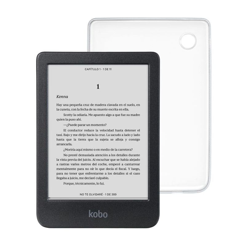 Lector e reader Kobo Clara BW Negro con Funda Clear Case Transparente - Bestmart