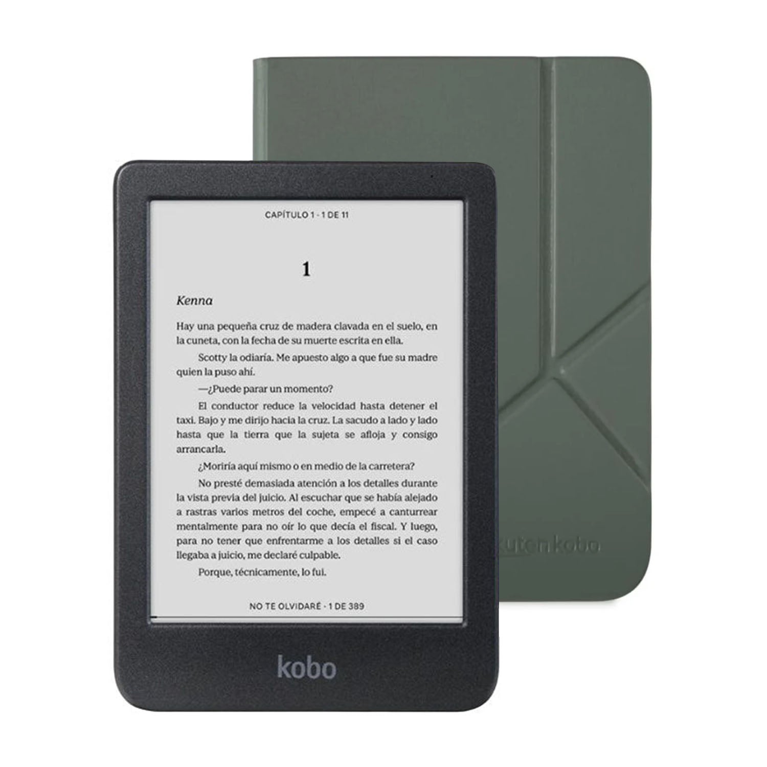 Lector e reader Kobo Clara BW Negro con Funda SleepCover Verde - Bestmart