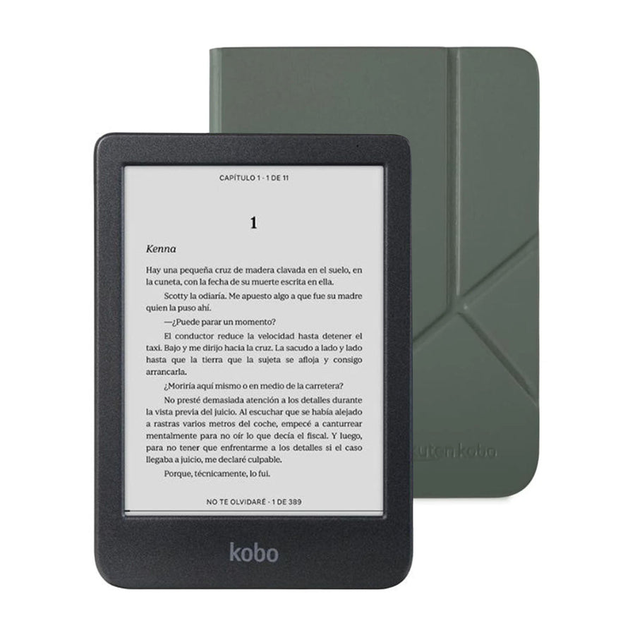 Lector e reader Kobo Clara BW Negro con Funda SleepCover Verde - Bestmart