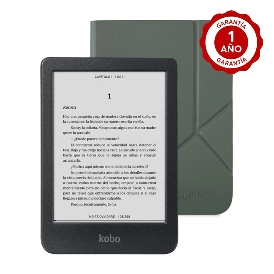 Lector e reader Kobo Clara BW Negro con Funda SleepCover Verde - Bestmart