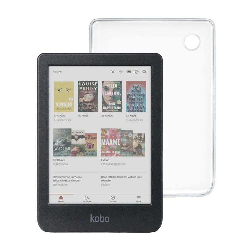 Lector e reader Kobo Clara Colour Negro con Funda Clear Case Transparente - Bestmart