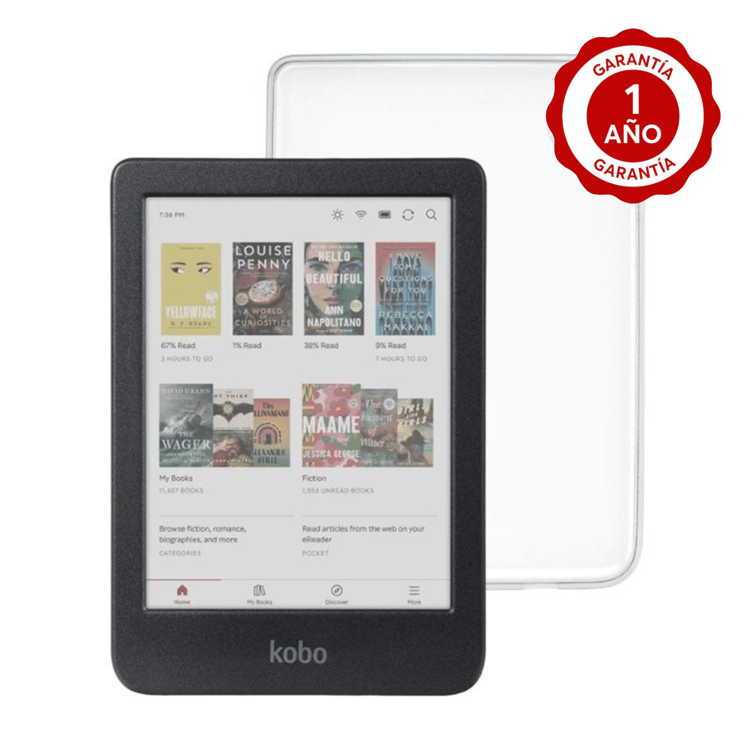 Lector e reader Kobo Clara Colour Negro con Funda Clear Case Transparente - Bestmart