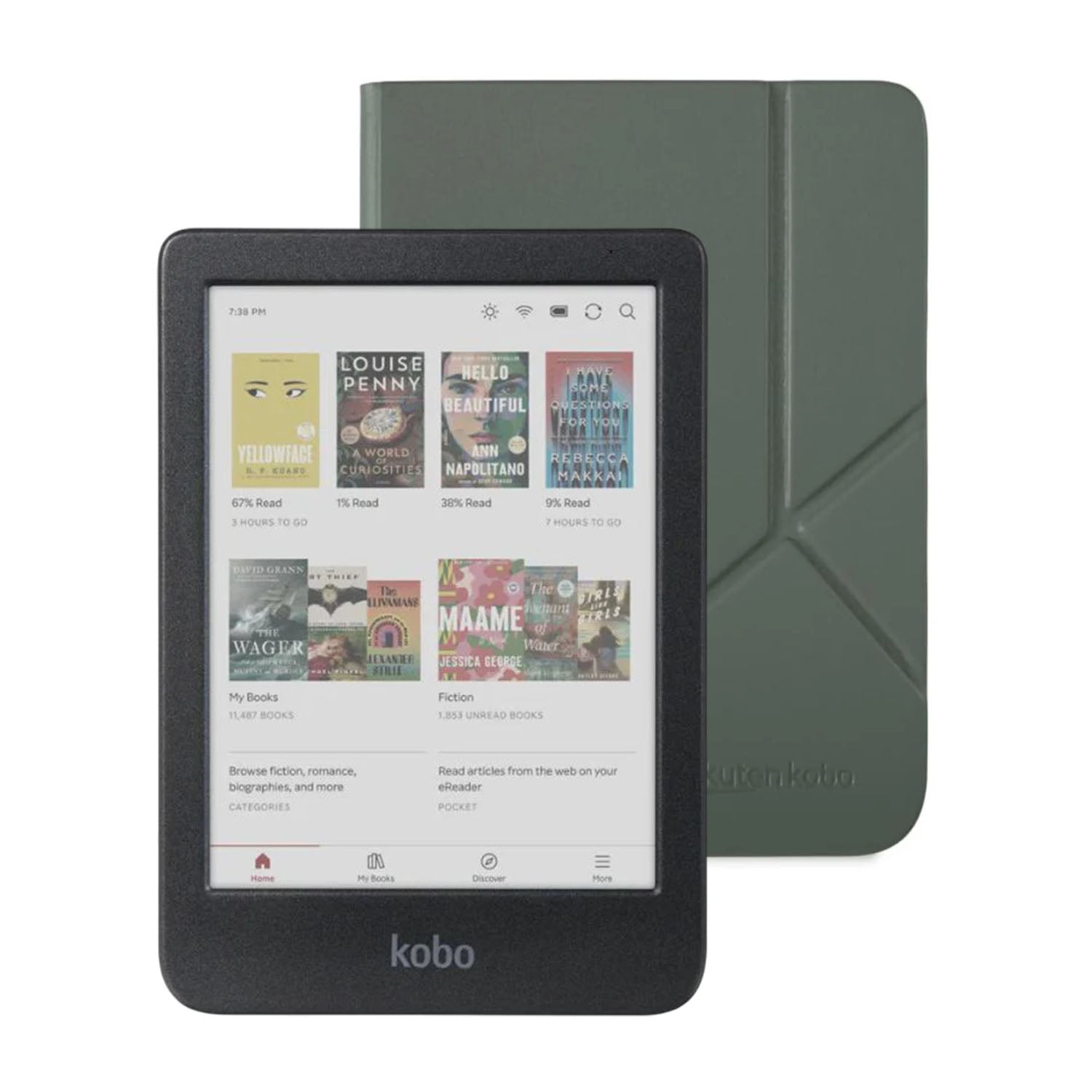Lector e reader Kobo Clara Colour Negro con Funda SleepCover Verde - Bestmart