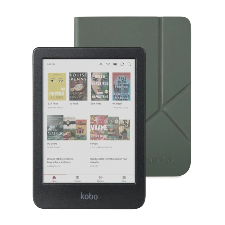 Lector e reader Kobo Clara Colour Negro con Funda SleepCover Verde - Bestmart