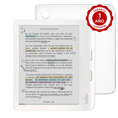 Lector e reader Kobo Libra Colour Blanco con Funda Clear Case Transparente - Bestmart
