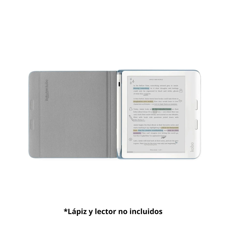 Lector e reader Kobo Libra Colour Blanco con Funda Notebook Azul - Bestmart