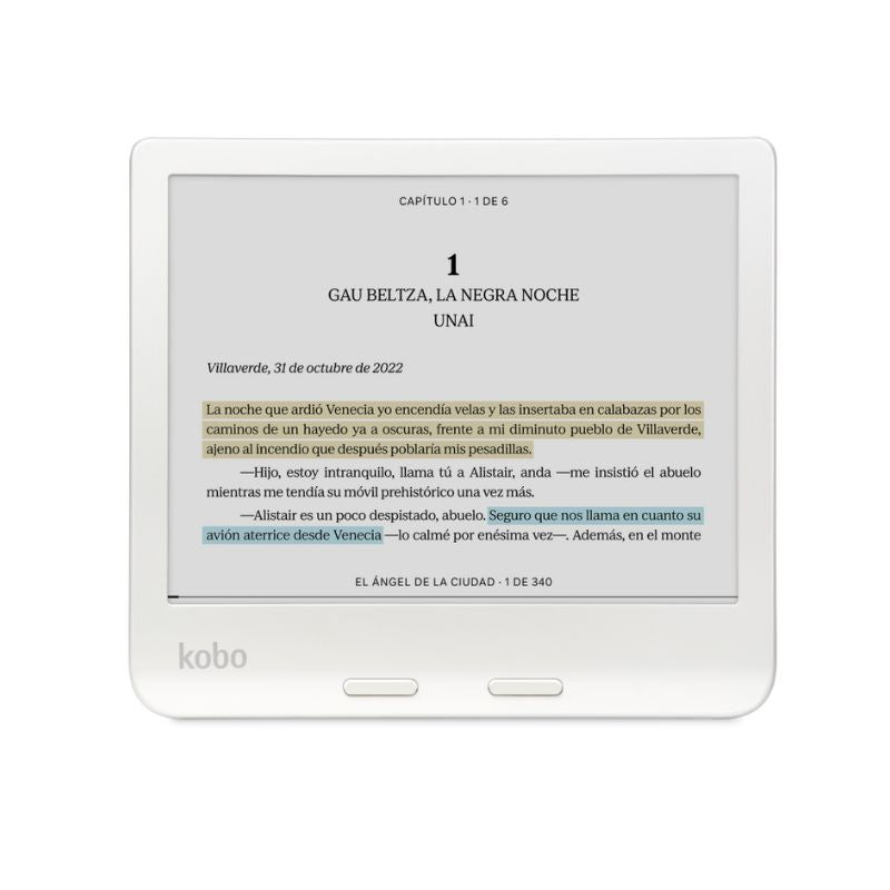 Lector e reader Kobo Libra Colour Blanco con Funda Notebook Azul - Bestmart