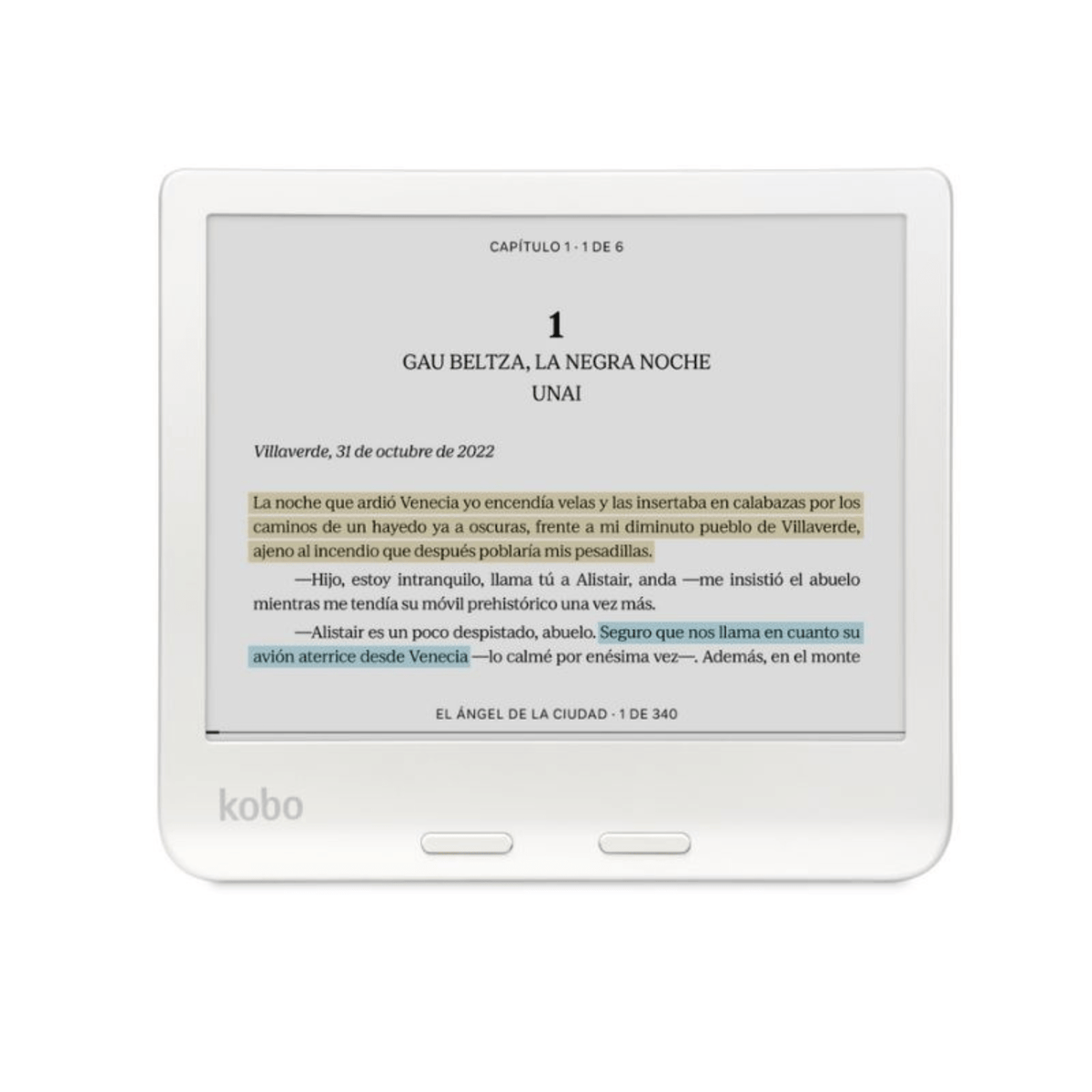 Lector e Reader Kobo Libra Colour Blanco con Funda Notebook Beige - Bestmart