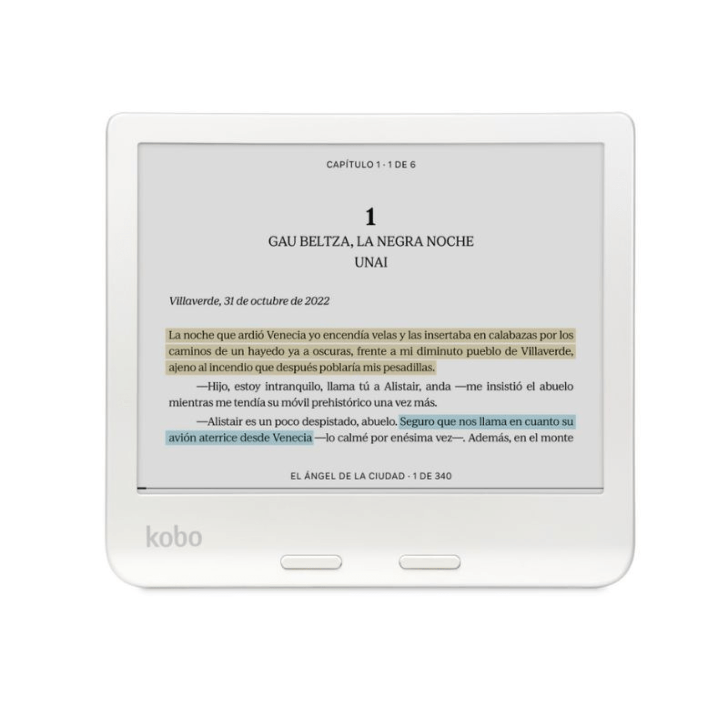 Lector e Reader Kobo Libra Colour Blanco con Funda Notebook Beige - Bestmart