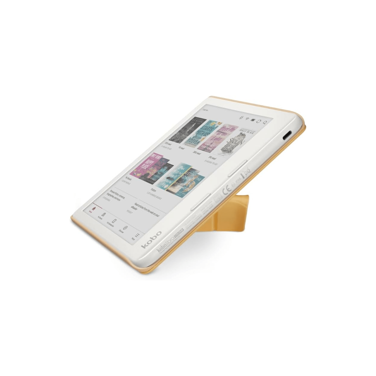 Lector e reader Kobo Libra Colour Blanco con Funda SleepCover Amarillo - Bestmart