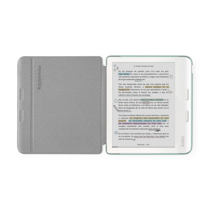 Lector e reader Kobo Libra Colour Blanco con Funda Sleepcover Verde - Bestmart