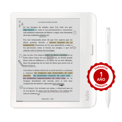 Lector E Reader Kobo Libra Colour Blanco con Lápiz Stylus 2 Blanco - Bestmart
