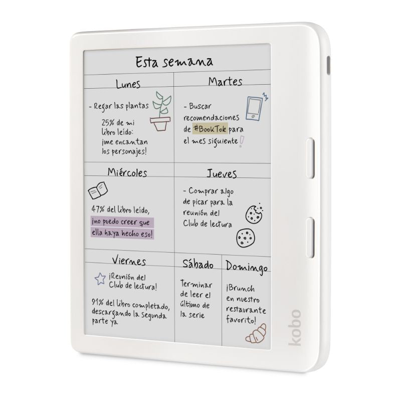 Lector E Reader Kobo Libra Colour Blanco con Lápiz Stylus 2 Blanco - Bestmart