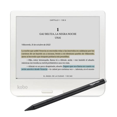 Lector e reader Kobo Libra Colour Blanco con Lápiz Stylus 2 Negro - Bestmart