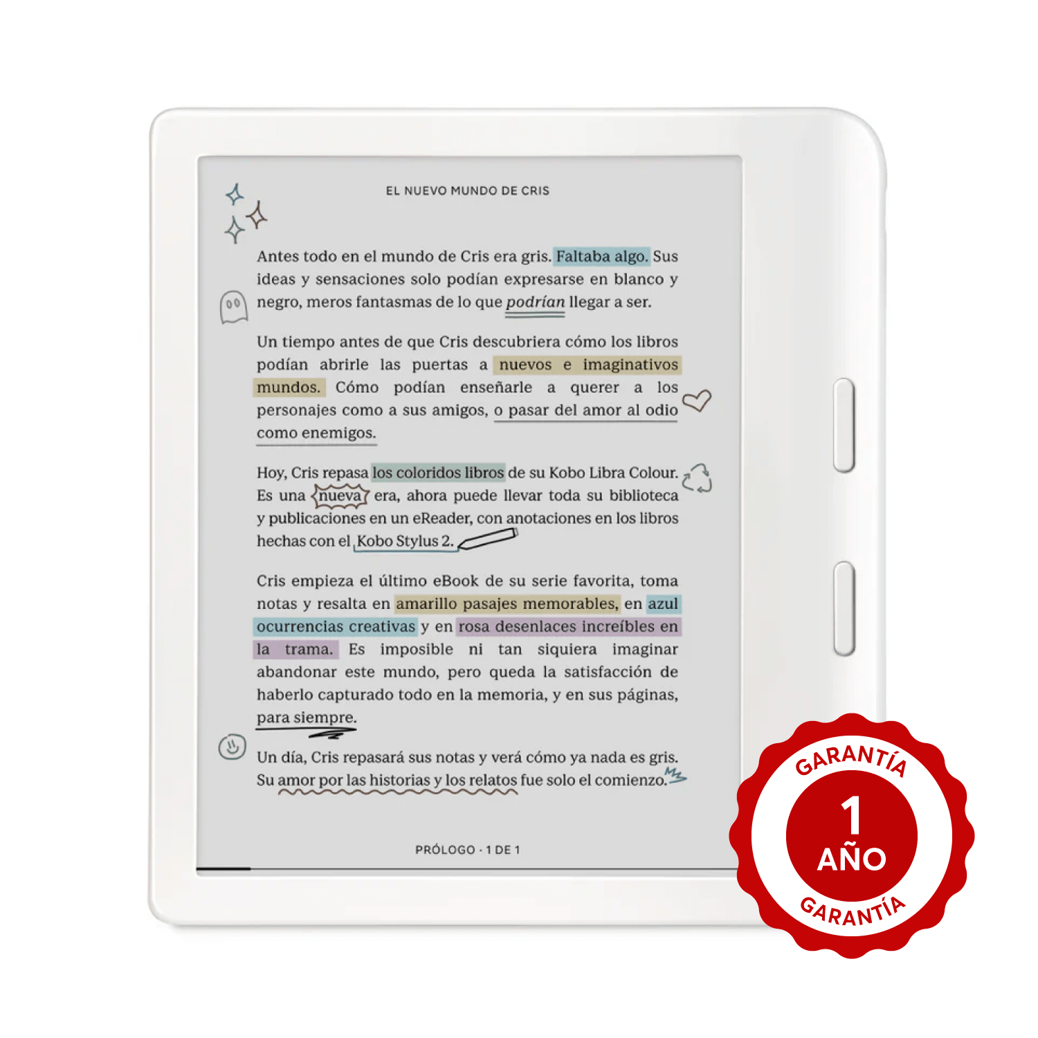 Lector E Reader Kobo Libra Colour HD 7" 32GB Blanco Open Box - Bestmart