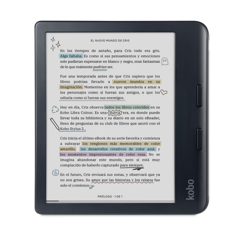 Lector e reader Kobo Libra Colour Negro con Funda Clear Case Transparente - Bestmart