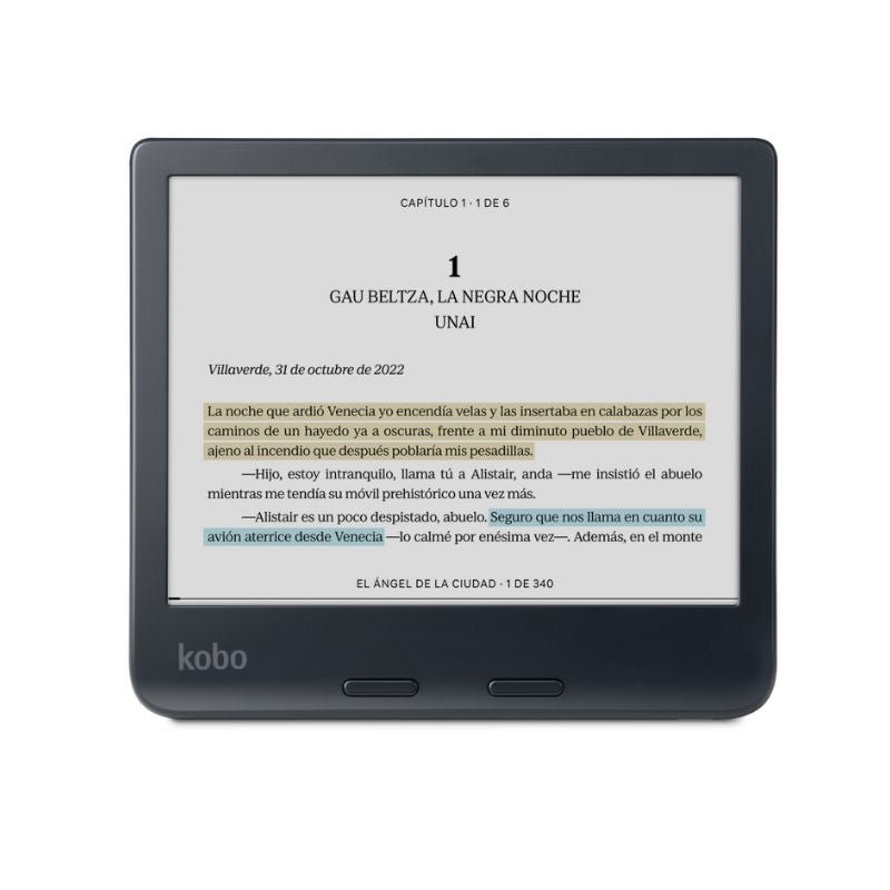 Lector e reader Kobo Libra Colour Negro con Funda Notebook Azul - Bestmart
