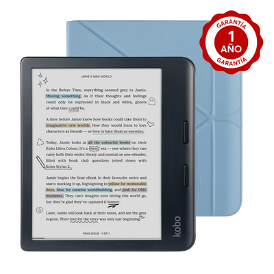 Lector e reader Kobo Libra Colour Negro con Funda Notebook Azul - Bestmart