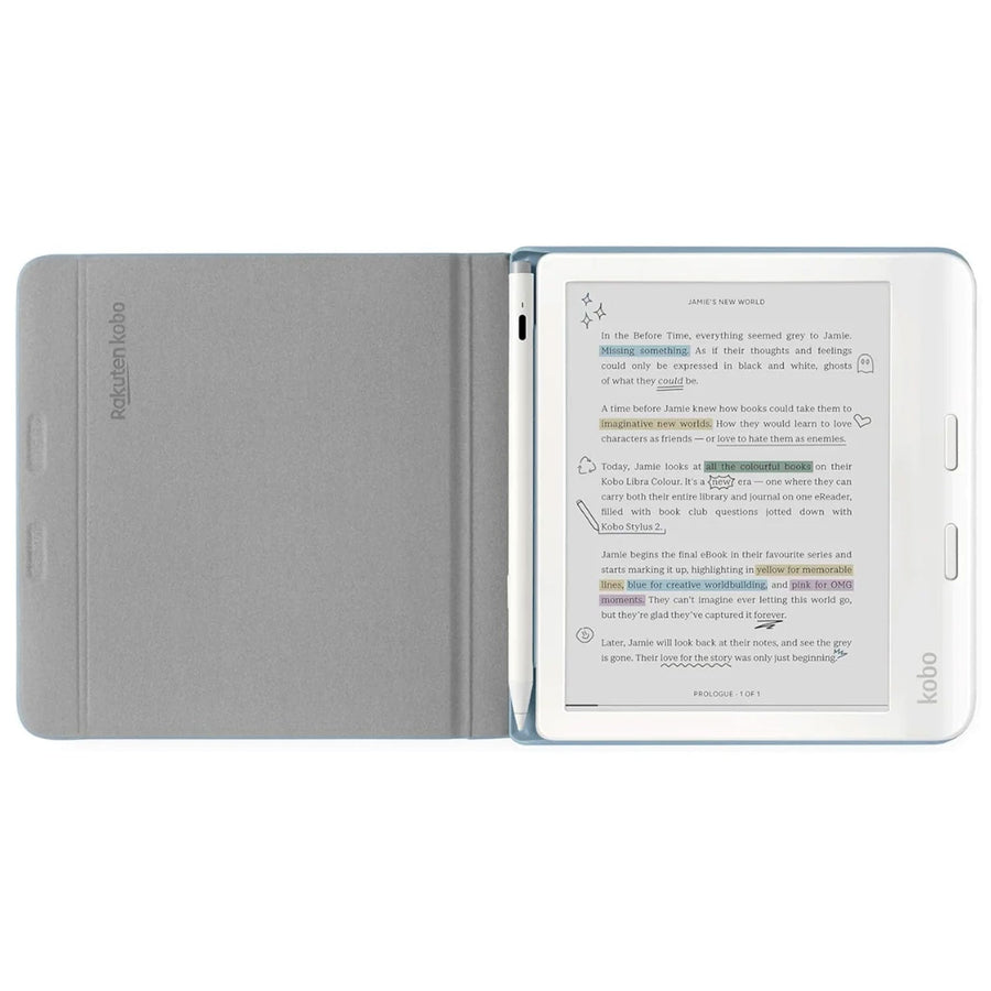 Lector e reader Kobo Libra Colour Negro con Funda Notebook Azul - Bestmart
