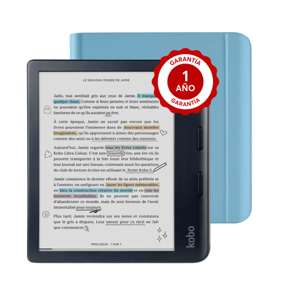 Lector e reader Kobo Libra Colour Negro con Funda Notebook Azul - Bestmart