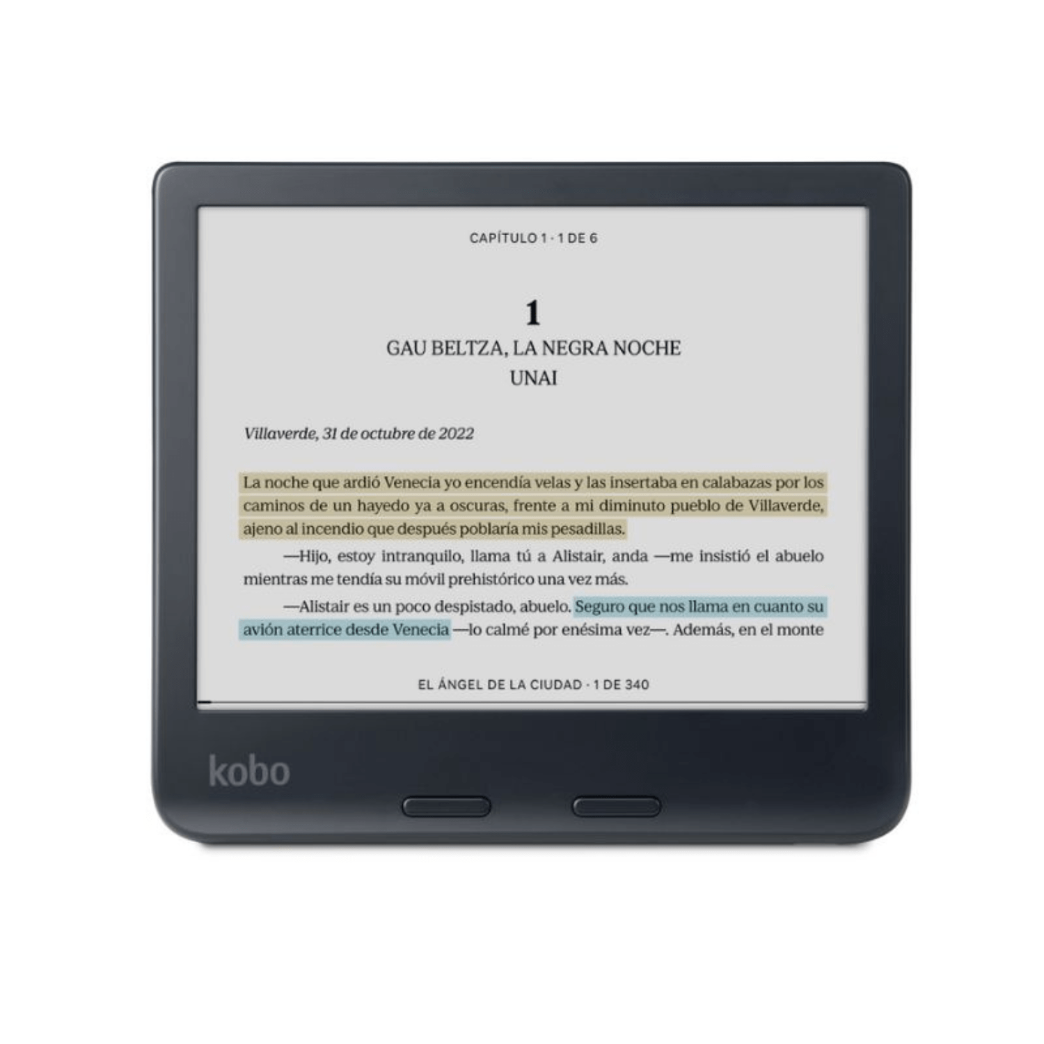 Lector e reader Kobo Libra Colour Negro con Funda Notebook SleepCover Beige - Bestmart