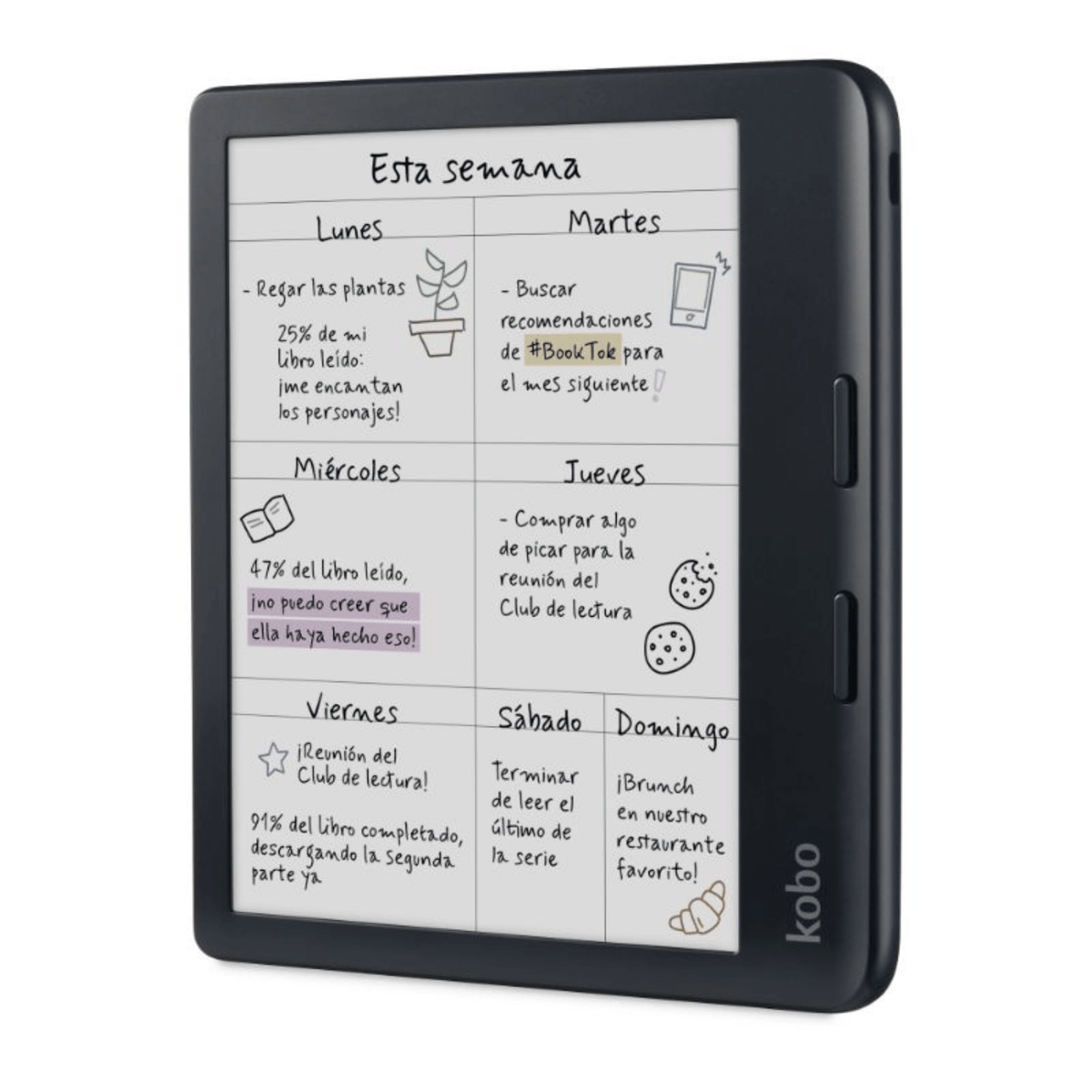 Lector e reader Kobo Libra Colour Negro con Funda Notebook SleepCover Beige - Bestmart