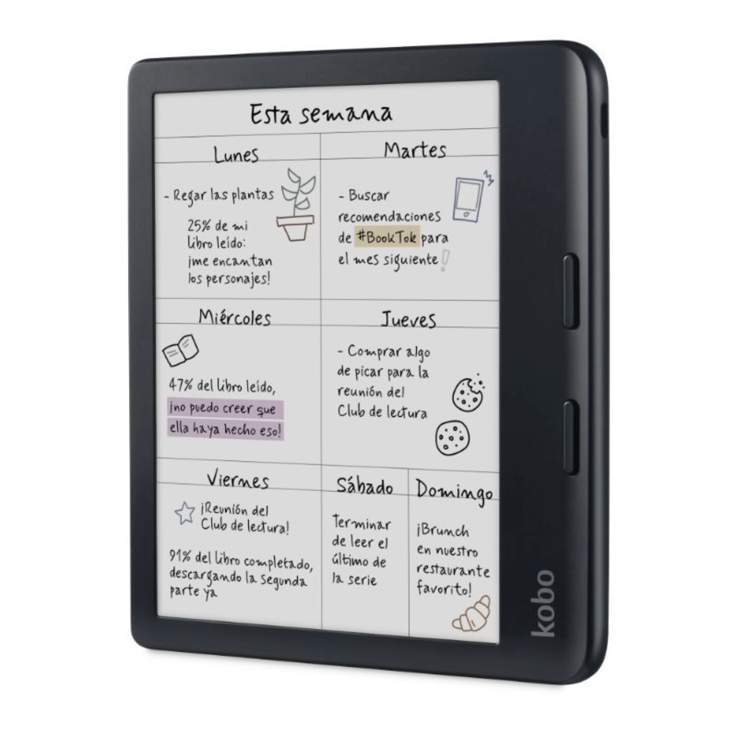 Lector e reader Kobo Libra Colour Negro con Funda Notebook SleepCover Beige - Bestmart