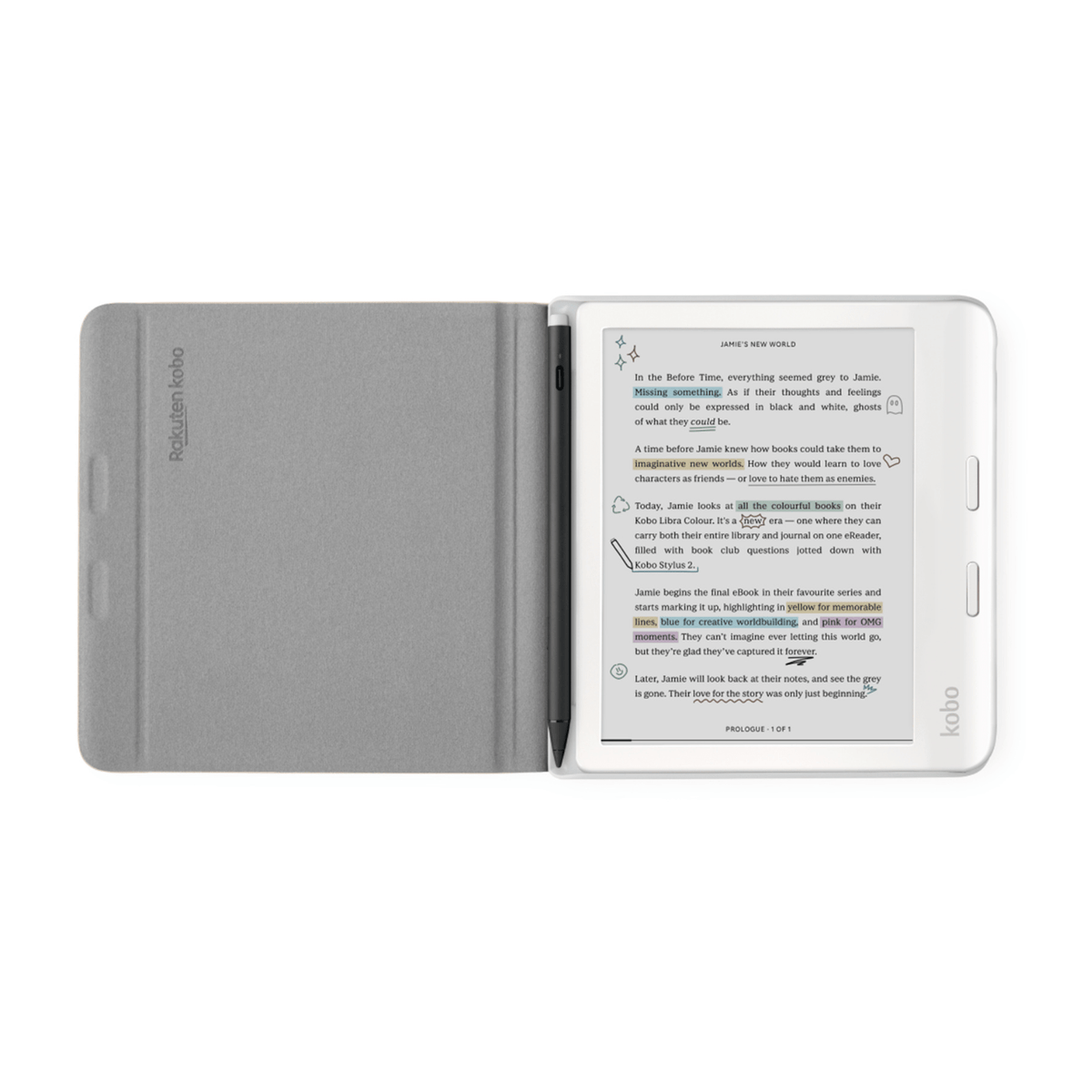 Lector e reader Kobo Libra Colour Negro con Funda Notebook SleepCover Beige - Bestmart