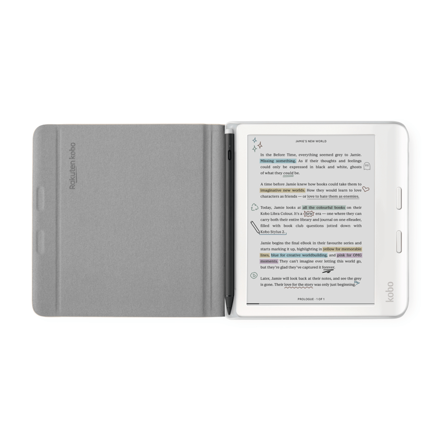 Lector e reader Kobo Libra Colour Negro con Funda Notebook SleepCover Beige - Bestmart