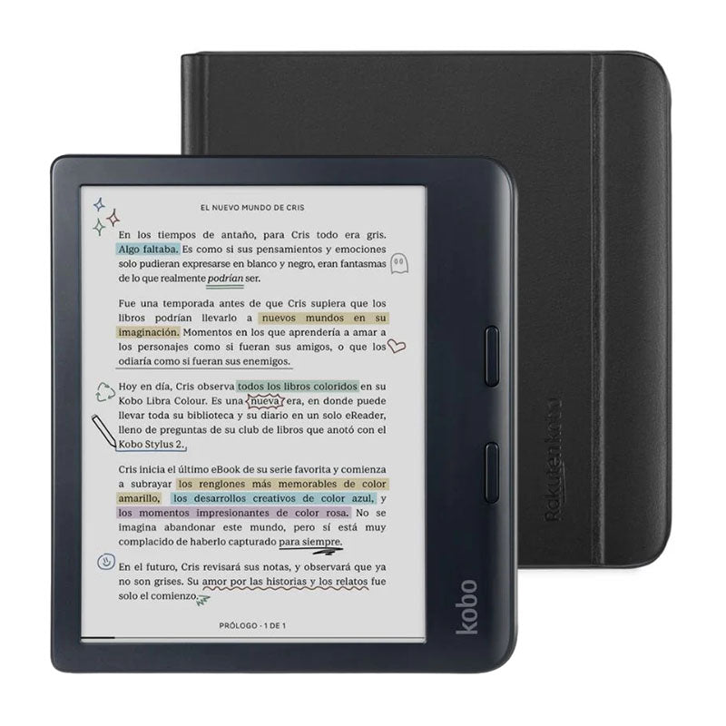Lector e reader Kobo Libra Colour Negro con Funda Notebook SleepCover Negro - Bestmart