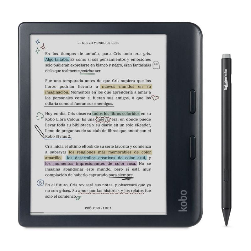 Lector e reader Kobo Libra Colour Negro con Lápiz Stylus 2 Negro - Bestmart