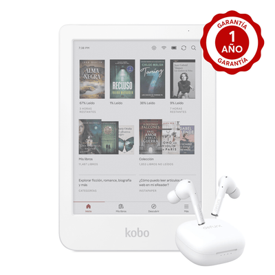 Lector Kobo Clara Colour 6" HD 16GB Blanco + Audifono Blanco - Bestmart