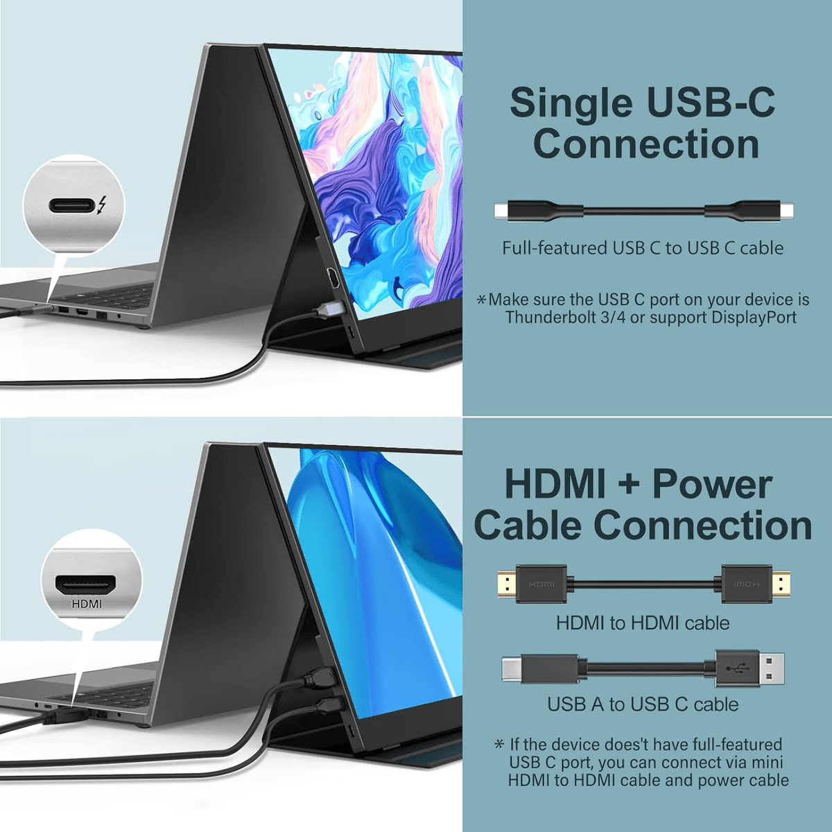 Monitor Portátil InnoView 15,6" FHD 1080p HDMI USB - C con cubierta Negro - Bestmart