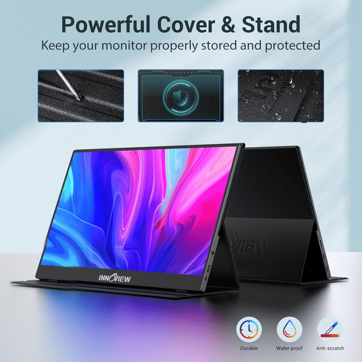 Monitor Portátil InnoView 15,6" FHD 1080p HDMI USB - C con cubierta Negro - Bestmart