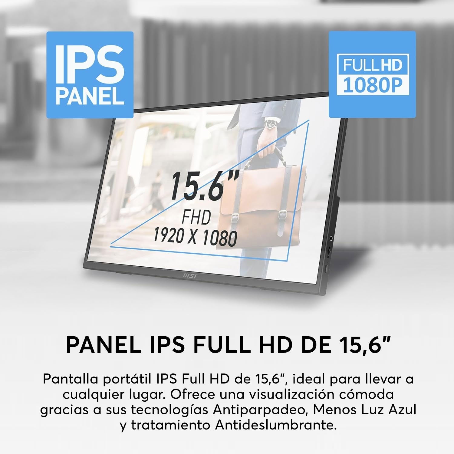 Monitor Portátil MSI PRO MP161 E2 15.6” FHD IPS Gris - Bestmart