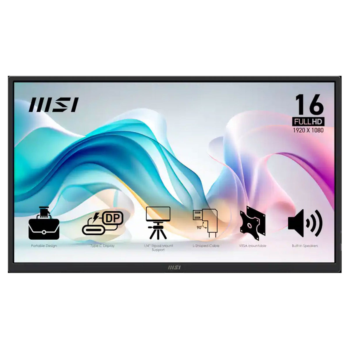 Monitor Portátil MSI PRO MP165 E6 15.6" FHD IPS 60Hz 4ms con Altavoces, USB - C y HDMI - Negro - Bestmart