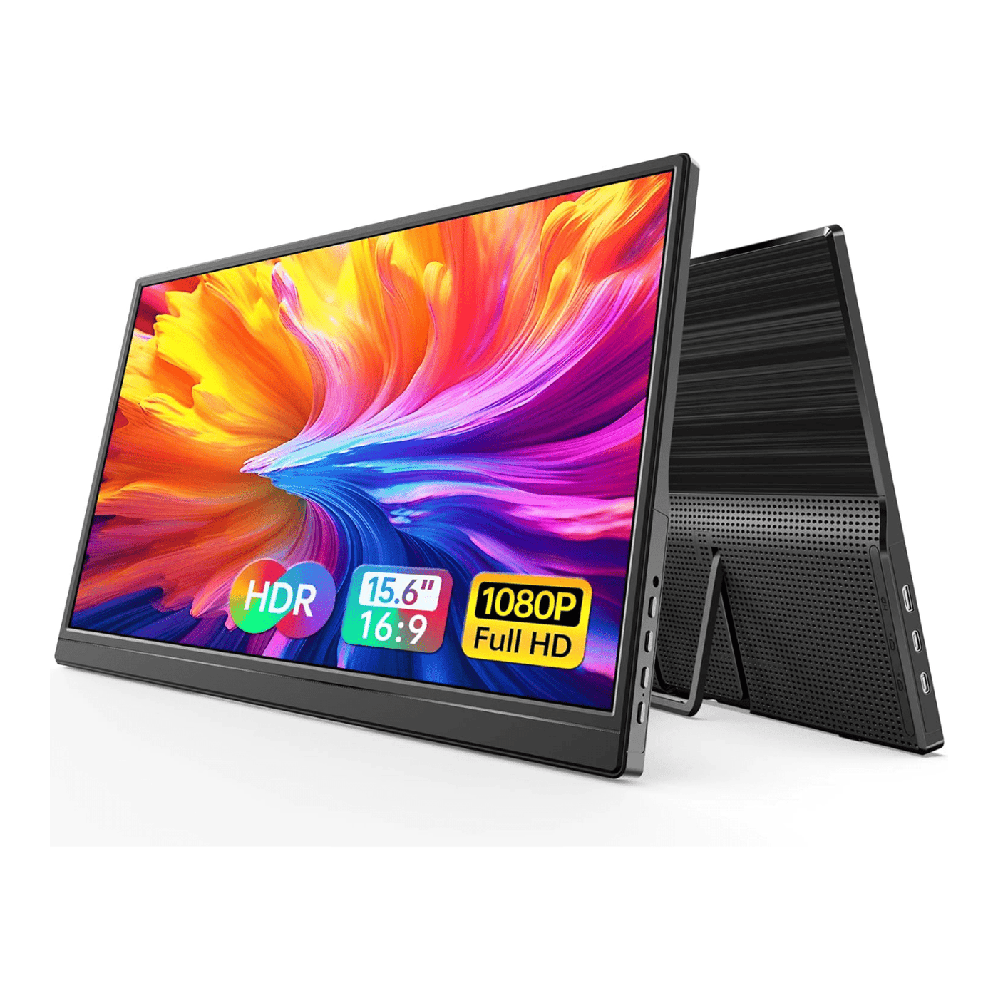 Monitor Portátil WGK 15,6" FHD 1080p USB-C Mini HDMI con soporte Negro