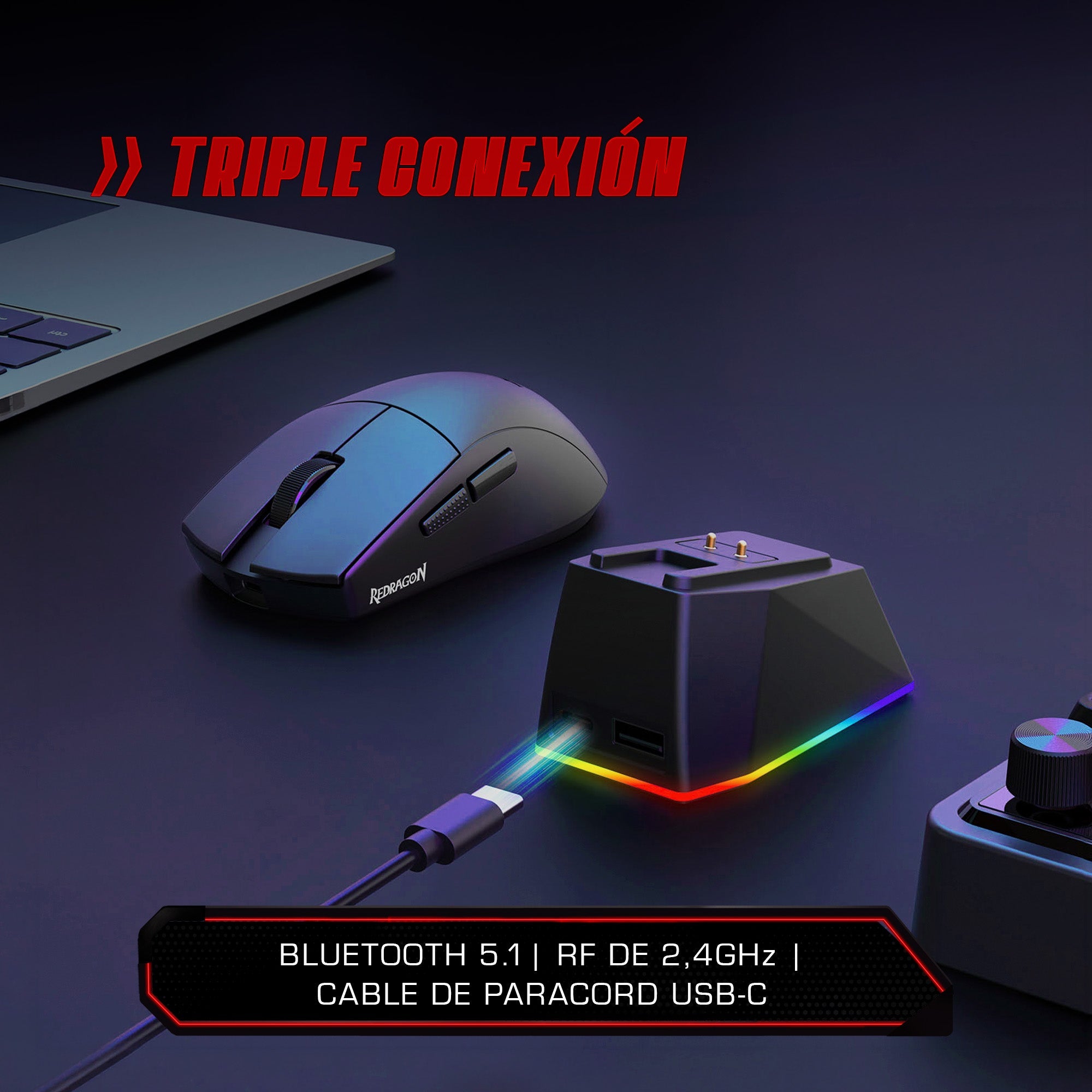 Mouse Gamer Inalámbrico Redragon King Ultra M999 RGB - Bestmart