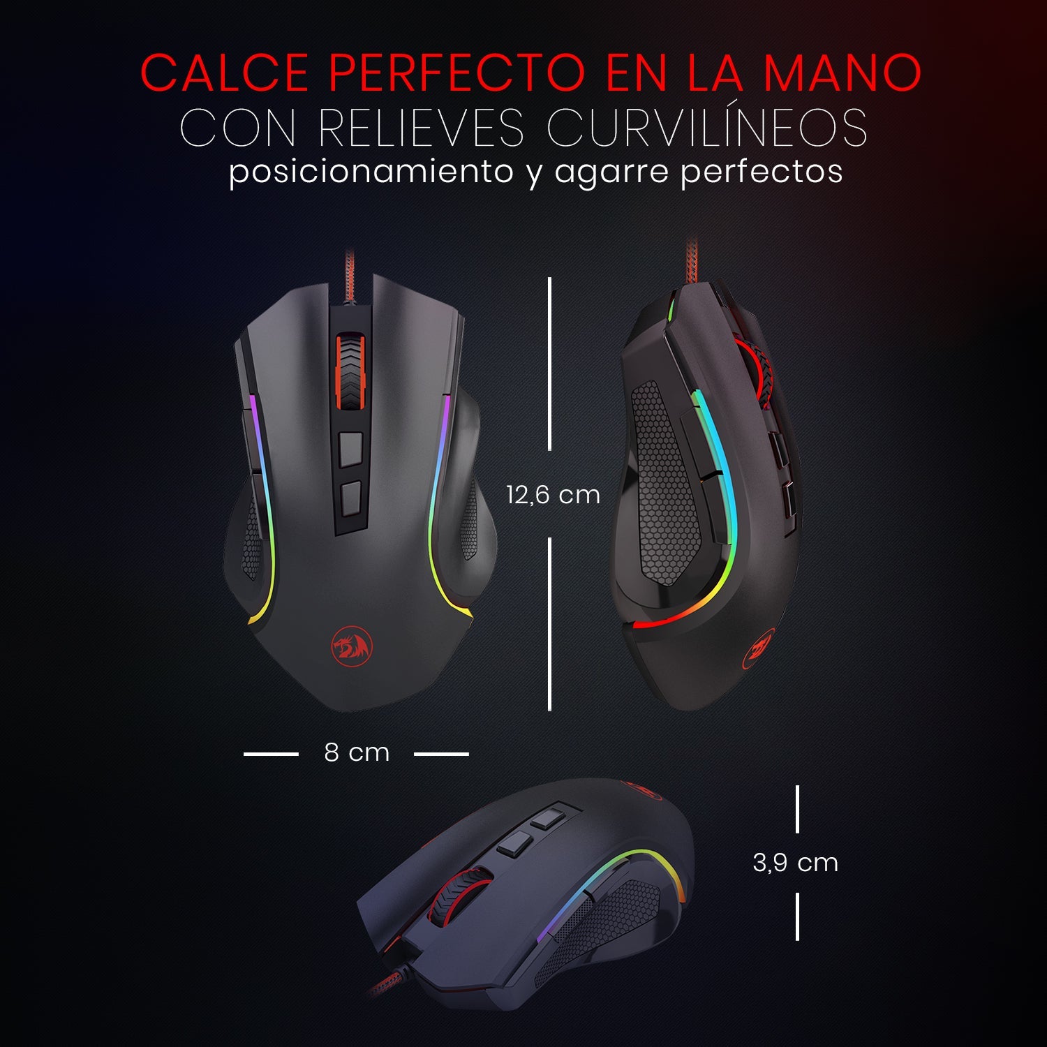Mouse Gamer Redragon Griffin M607 Cableado Pixart PWM3212 7200 DPI - RGB - Negro - Bestmart